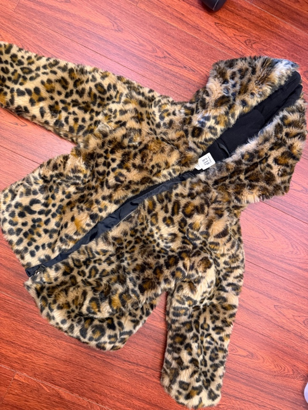 BabyGap Leopard Faux Fur Hooded Jacket - Brown